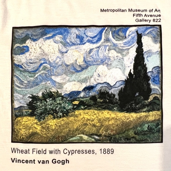 Knitswell Van Gogh "Wheat Field with Cypresses" Graphic T-Shirt - Picture 2 of 5